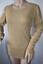 Cocon.commerz PRIVATSACHEN  Long Sleeve Ribbed Top 100% Silk  Beige S/M