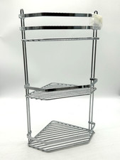 Bathroom Caddy - Chrome Metal Shower Corner Triple Shelf Satina  | D55T G460