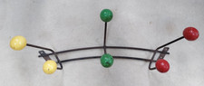 Vintage Retro 1950s Sputnik Atomic coat rack, red green yellow wooden balls