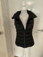 Sweaty Betty Women's Black Puffer/fur Trim Gilet/body warmer. Size Xs.VGC