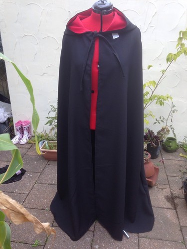 Hooded cloak black - black, with