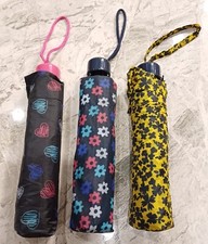 3 x Womens Teen small compact travel umbrella lightweight multicoloured folding