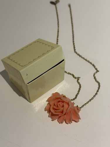 Rose pendant coral necklace - coral,