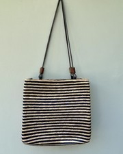 Dents Striped Straw Handbag