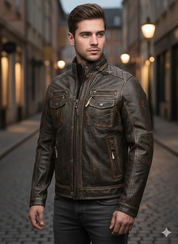 Men distressed brown cafe - distressed,