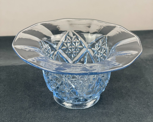 Blue pressed glass pedestal - pressed,
