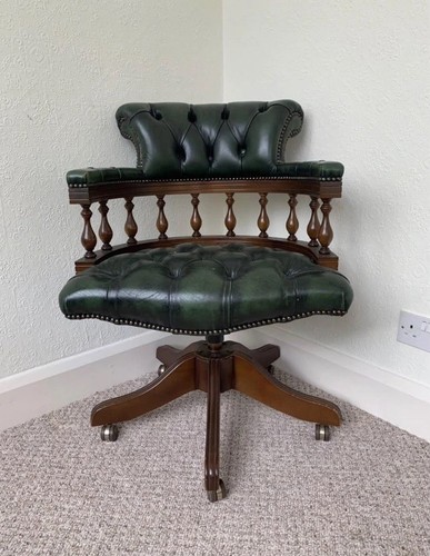 Vintage green leather mahogany - vintage,