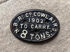 North British Railway Cowlairs 1902 cast iron wagon plate