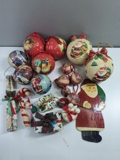 Vintage Christmas Tree Decorations paper mache baubles handmade Job Lot