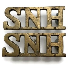 South Notts (Nottinghamshire) Hussars SNH Regiment Shoulder Title Badge PAIR