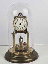 Antique Urania German 400 Day Torsion Disk Pendulum Glass Dome Anniversary Clock