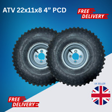 2 x ATV Trailer  22x11x8 Wheel & Tyre 4" PCD with Greese Nipple - NEXT DAY DEL
