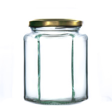 Hexagonal Glass Jam Jars and