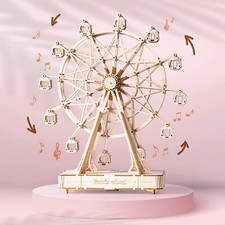 ROKR DIY Rotatable Ferris Wheel 3D Wooden Puzzle Music Box for Adults Xmas Gift