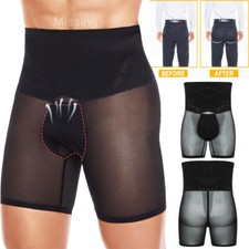 Men's Compression High Waist Boxer Shorts Tummy Body Shaper Girdle Thigh Slimmer