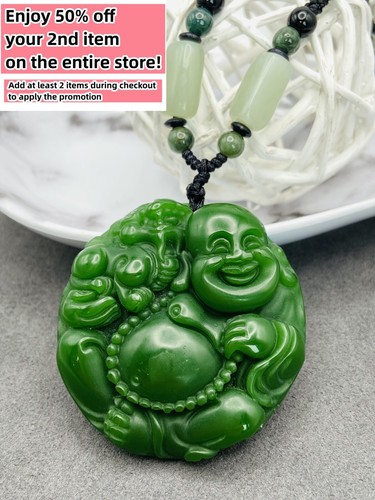 Jade buddha charm pendant - jade,