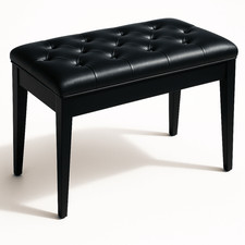 Faux Leather Piano Stool Padded Seat Keyboard Bench Black Storage Compartment