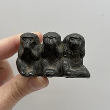 Antique 3 Monkeys Figurine See Hear Speak No Evil Metal Possibly Lead or Bronze