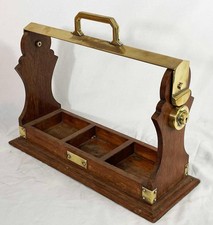 OAK & BRASS TANTALUS - ANTIQUE