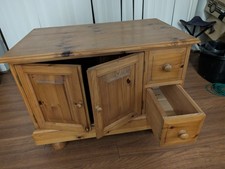 Pine Side Table With Doors And