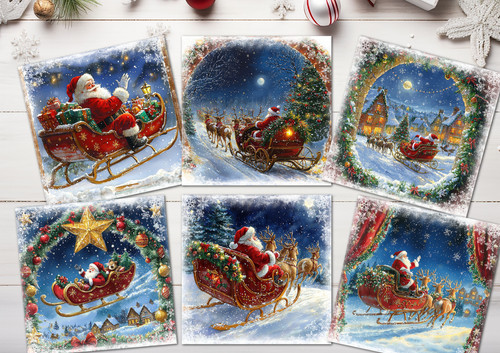 Santa sleigh snowy christmas - santa's,