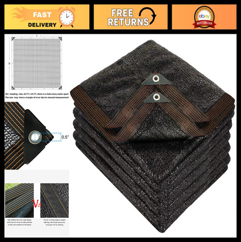 Black shade cloth 20x20 - black, ft