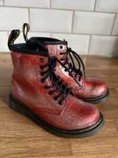 Kids Dr Martens 1460 Ombré Glitter T Patent Orange/Red Boots Size 9 EU27 Dockers