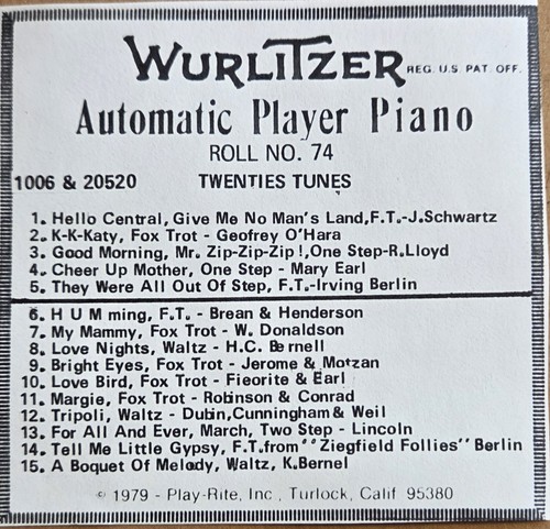 Wurlitzer automatic player - automatic,