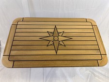 Boat Rectangular Teak Table Top Star Inlay Square Corner 4 Sizes Marine Yacht RV
