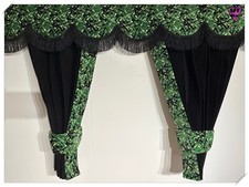 DUTCH STYLE TRUCK CURTAINS BLACK GREEN DANISH PLUSH VOLVO MAN SCANIA DAF RENAULT