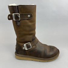 UGG Kensington Brown Sheepskin Biker Pull On Distressed Boots Size EU36 UK3