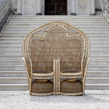 Double Peacock Chair / Throne - Loveseat - Boho Wedding Chair, Prop,