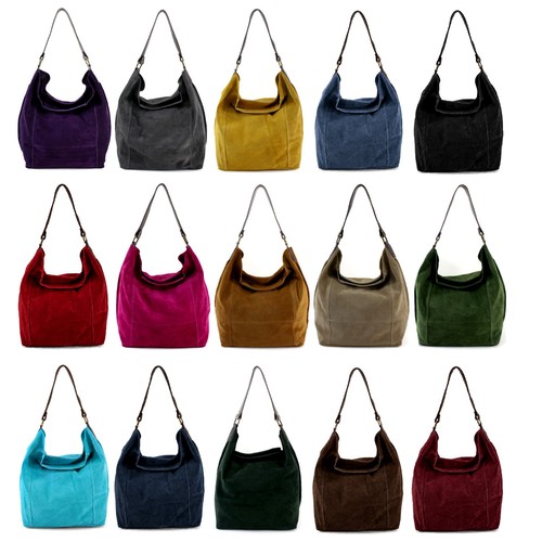 Italian suede bucket - suede, shoulder