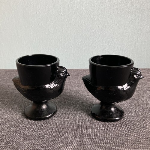 Pair vintage black glass - pair,