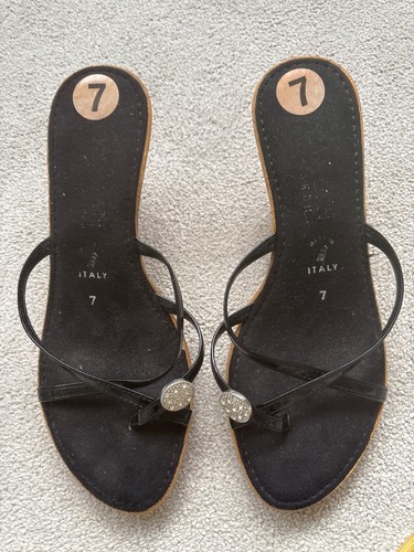 Ladies black italian sandals - black,