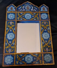 Vintage 1987 Moroccan/Andalusian Mirror ~ Hand-Craft & Painted Floral Design 