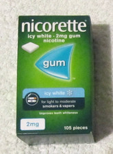 Nicorette Icy White 2mg Gum 105 Pieces  Expiry Dates 2028 Sugar Free