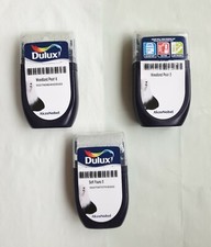 3 DULUX ROLLER 30ML MATT TESTER POTS - IN PALE BLUE/GREEN COLOURS - PARTLY USED