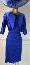 Zeila UK 12/14 Royal Blue Lace Fitted Dress & Satin Bolero Mother Bride Wedding 