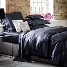 Gingerlily London Queen Duvet Cover 100% Mulberry Silk Charcoal Grey Retail $965
