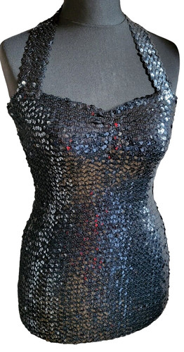 Vintage 90s black sequin dress - black,