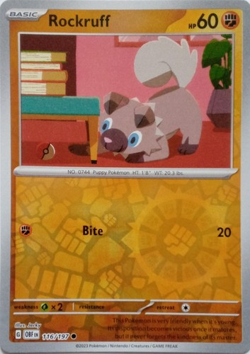 116 197 rockruff reverse holo - rockruff,
