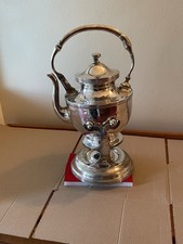 ANTIQUE VINTAGE LARGE AND HEAVY SILVER PLATED SPIRIT KETTLE WITH ITS STAND