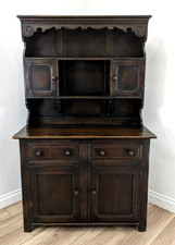 DRESSER A. Griffiths & Co Welsh Hutch Dark Oak Cupboard Cabinet Drawers Carvings