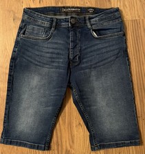 Crosshatch Black Label Mens Cargo Jean Shorts Size 32 waist Button Fly Tadcaster