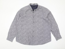 Jeff Banks Men's Grey Floral Long Sleeve Shirt 2XL