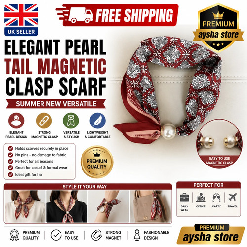 Pearl magnetic clasp scarf - magnetic,