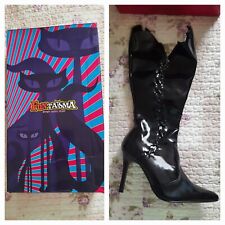 Black Wet Lk Patent Shiny Goth Punk Fetish Pleaser Boots Funtasma s4 Unworn NIB