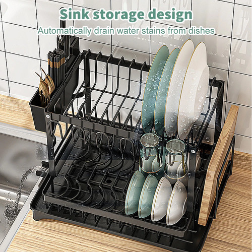 Tier dish drainer rack with - drainer,