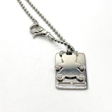 Dolce & Gabbana D&G Necklace Pendant Bear Motif Dog Tag Plate Silver